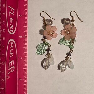 Floral Drop Earrings with Crystal Accents
